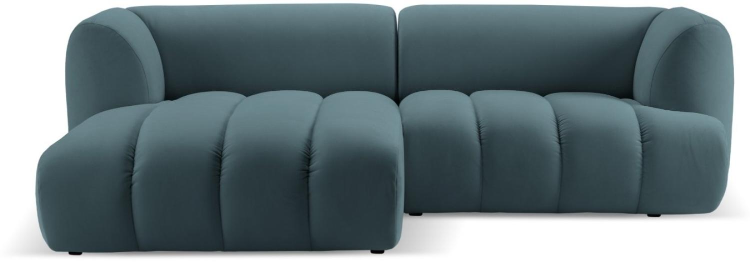 Micadoni Modulares Ecksofa Harry 3-Sitzer Links Samtstoff Pastellblau Bild 1