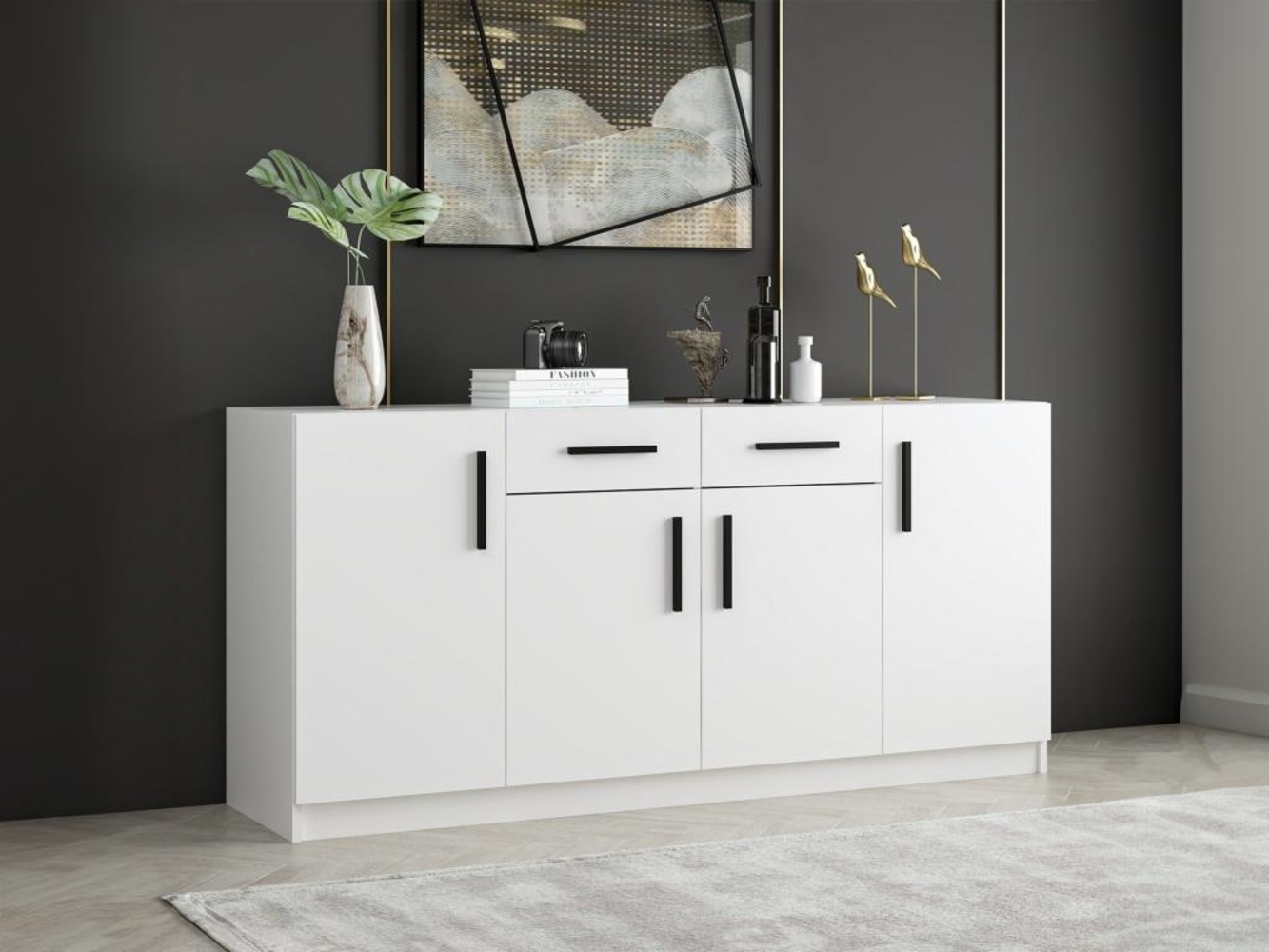 Vente-unique - Sideboard mit 4 Türen & 2 Schubladen - Weiß - MEROLIA Bild 1