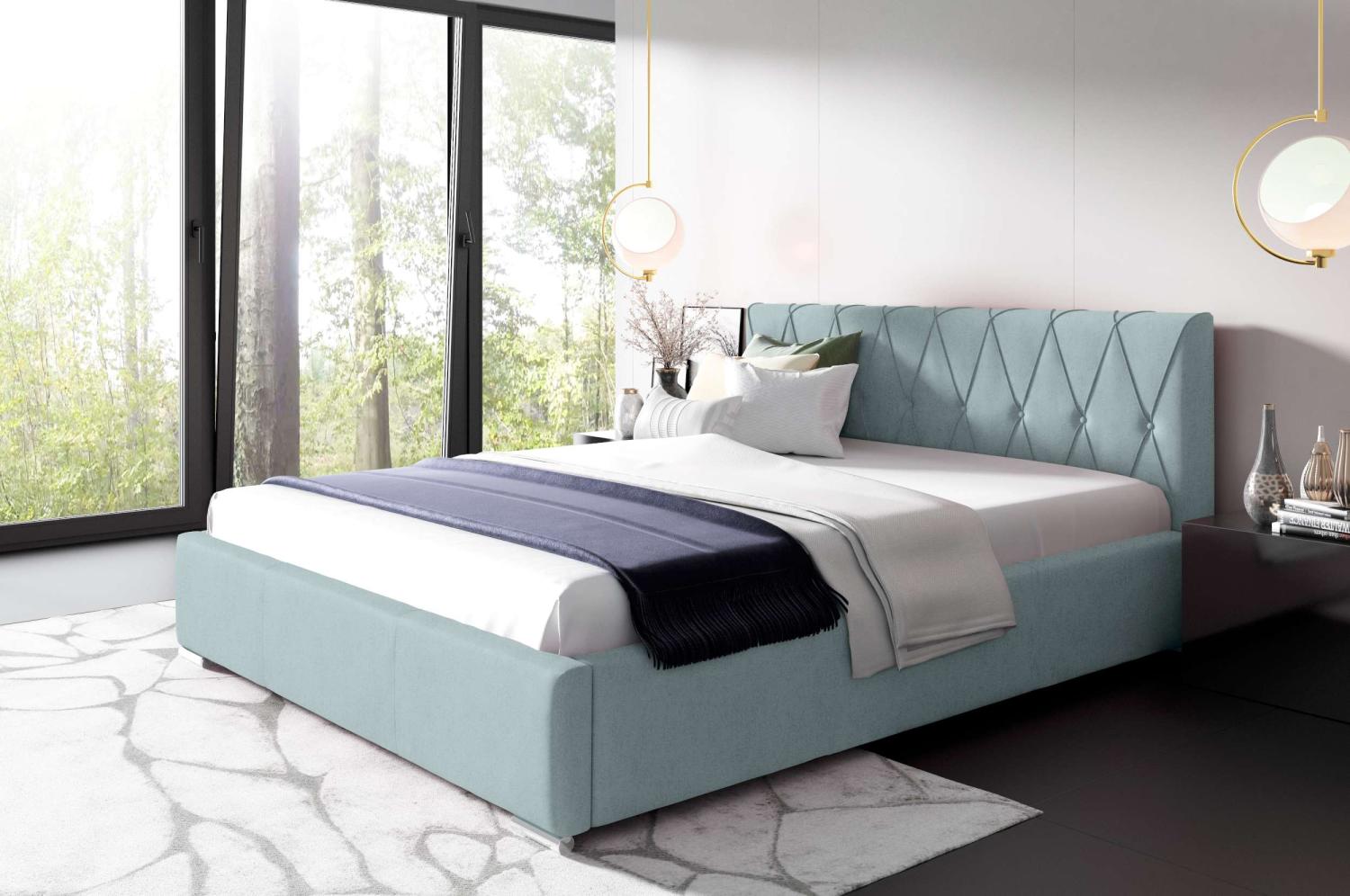 99rooms Lola Polsterbett ohne Bettkasten 160x200 cm Velours MONOLITH Silber Bild 1