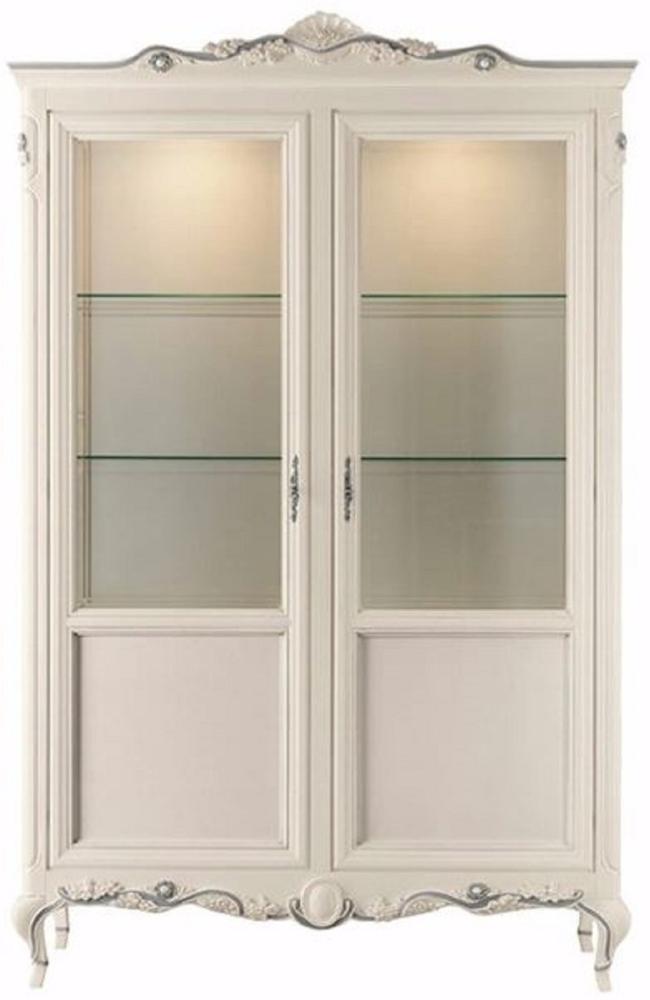 Casa Padrino Luxus Barock Vitrine Creme / Grau - Handgefertigter italienischer Barockstil Vitrinenschrank - Italienische Barock Möbel - Barockstil Möbel - Luxus Qualität - Made in Italy Bild 1