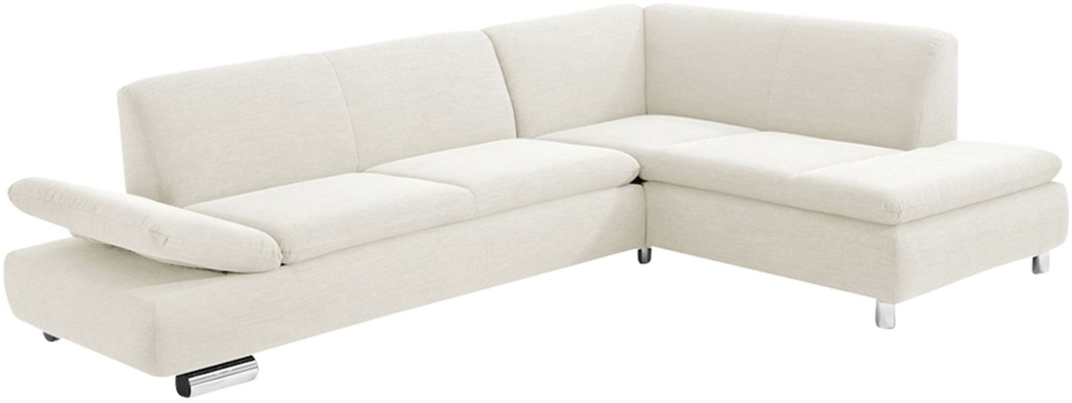 Ecksofa mit Ottomane rechts Kaye Bezug feines Strukturgewebe Metallfuß verchromt / creme 23058 Bild 1