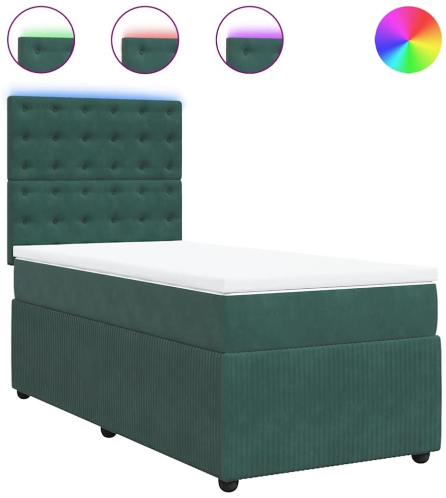 vidaXL Boxspringbett mit Matratze Dunkelgrün 90x200 cm Samt 3294553 Bild 1