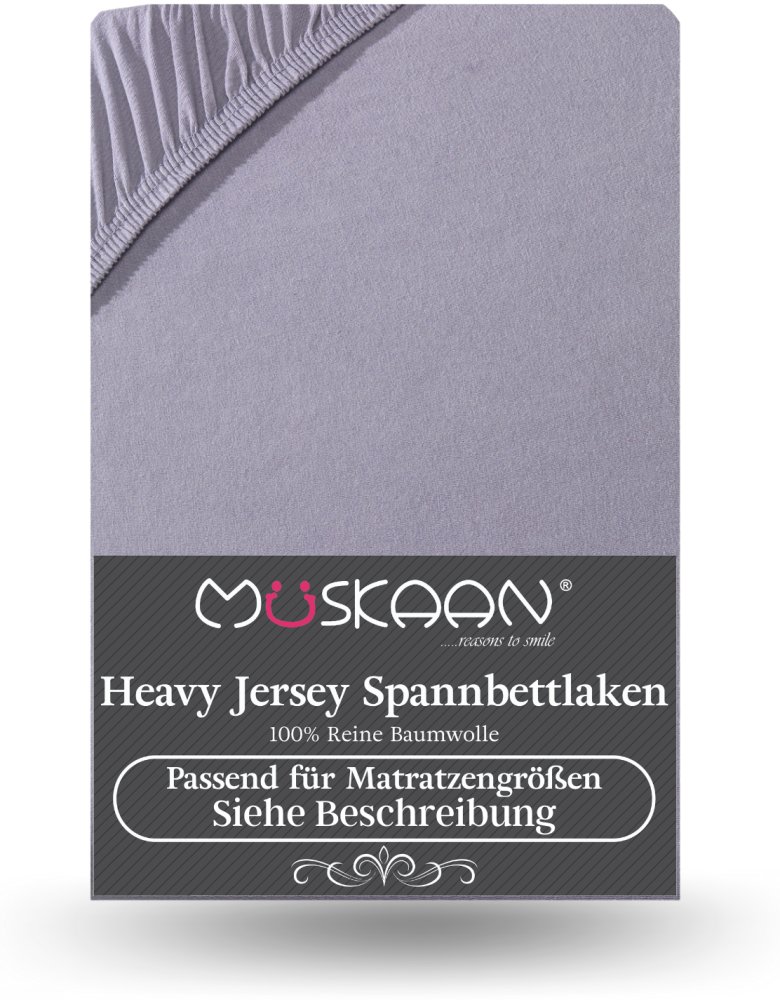 Müskaan - Premium Jersey Spannbettlaken 180x200 cm - 200x200 cm + 15 cm Split Topper 160 g/m² grau Bild 1