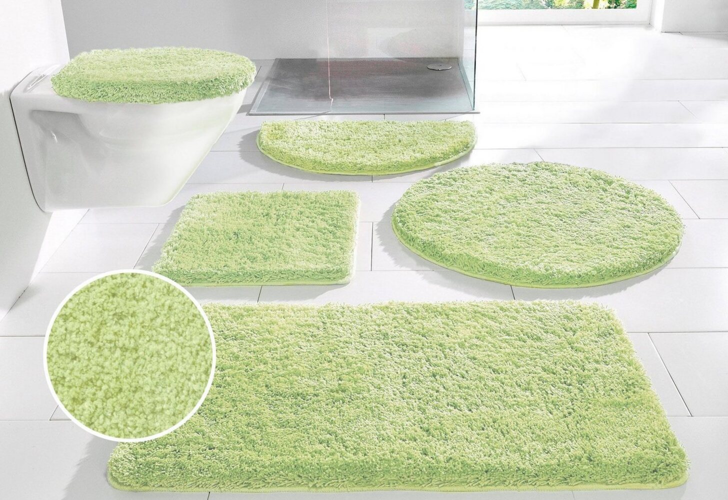 my home Badematte Sanremo, Badvorleger, Badezimmer Teppich, sehr weich, Höhe 30 mm, rutschhemmend beschichtet, fußbodenheizungsgeeignet, schnell trocknend, Polyester, rund, Badteppich, unifarben, rechteckig, rund & als 3-tlg. Set erhältlich Bild 1