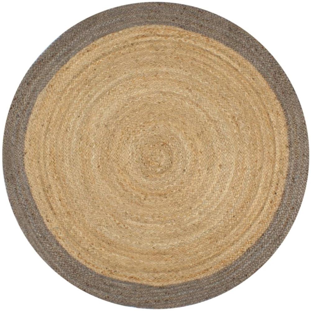 vidaXL Teppich Handgefertigt Jute mit Grauem Rand 120 cm 133675 Bild 1