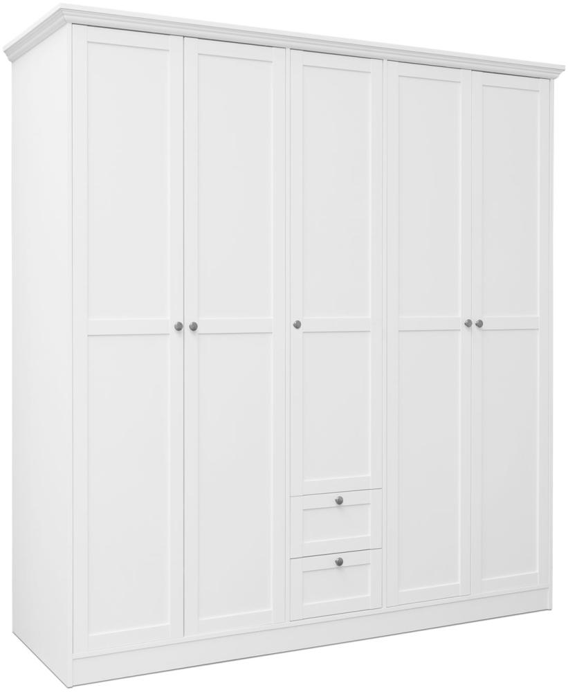 Kleiderschrank Weiß 5 Türen Garderobe Schrank Garderobenschrank Schlafzimmerschrank Drehtürenschrank Bild 1