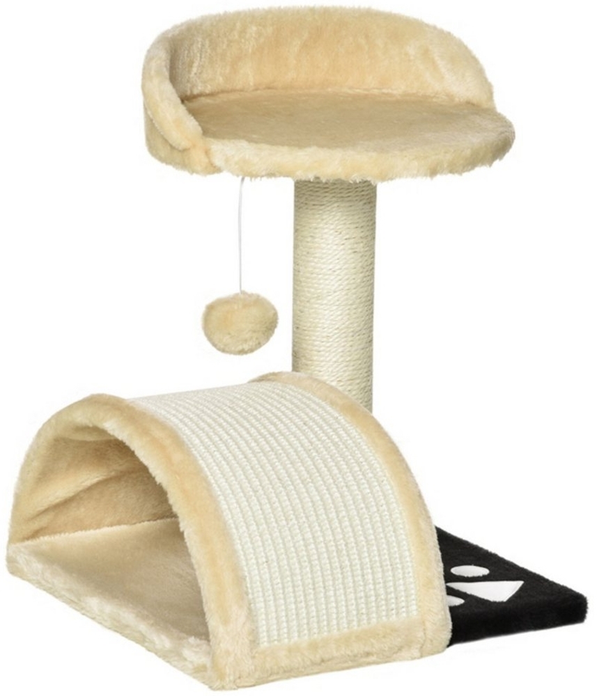 MC Star Kratzbaum Katzenbaum mit Spielbällen Katzenkratzbaum Sisalseil-Kratzstangen, Beige 35,5 x 37 x 46 cm Bild 1