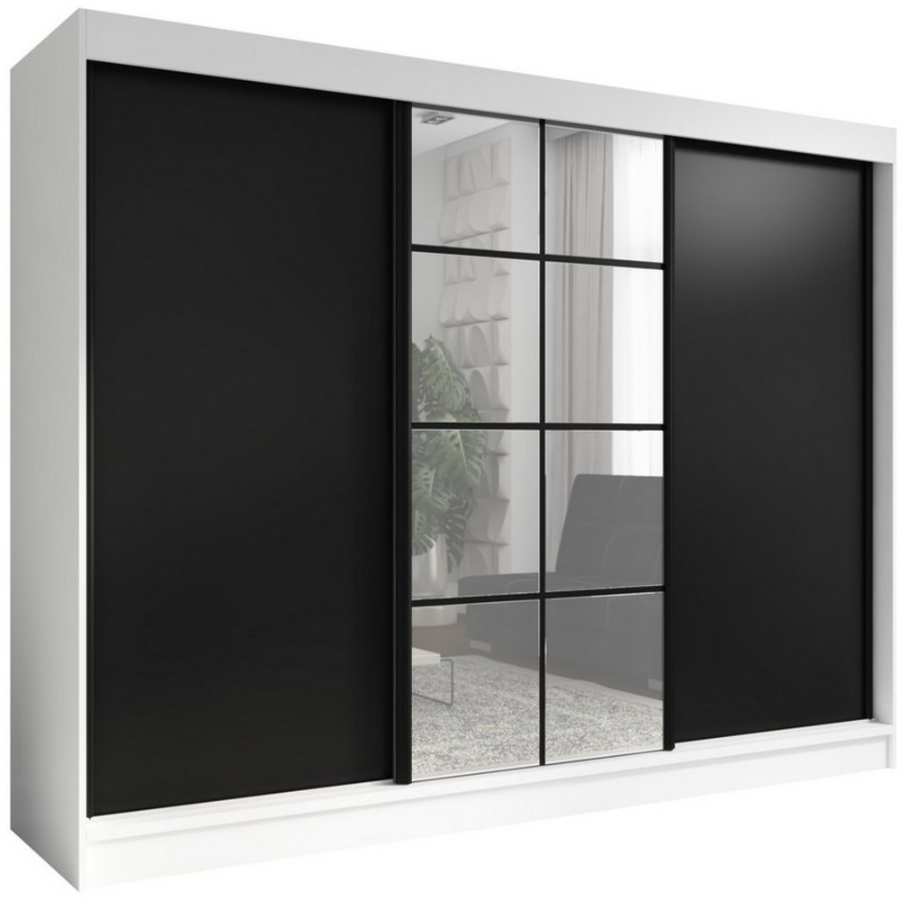 A&J MöbelLand GmbH Schwebetürenschrank ORAVELLE 3-türiger Kleiderschrank mit Spiegel, 4 Schubladen (Kostenlose Lieferung – nur für kurze Zeit! TOP ANGEBOT! Geräumiger Schrank mit einer Breite von 200 cm und Spiegel, ideal zur Aufbewahrung von Kleidung ... Bild 1