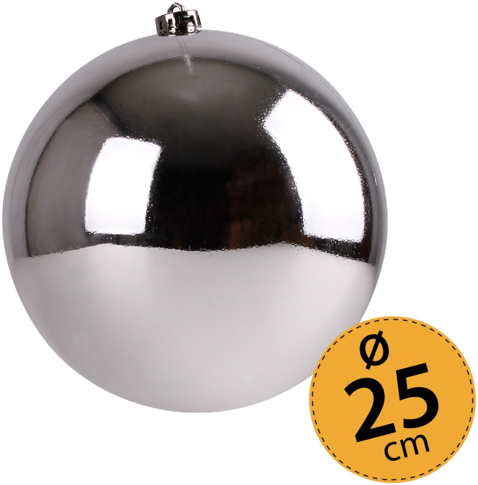 Christbaumkugel silber Weihnachtskugel ⌀ 25 cm Baumschmuck Deko-Kugel glänzend Bild 1