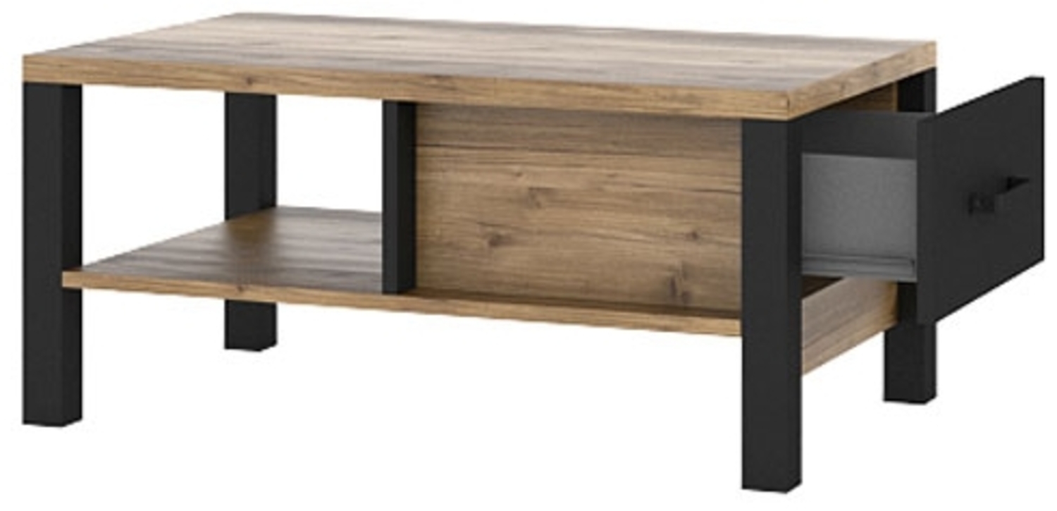 Couchtisch Olin 90x56cm Wohnzimmertisch appenzeller fichte schwarz Industrial-Design Bild 1