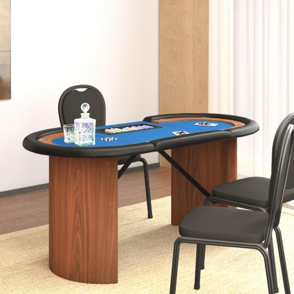 vidaXL Pokertisch 10 Spieler mit Chipablage Blau 160x80x75 cm 80407 Bild 1