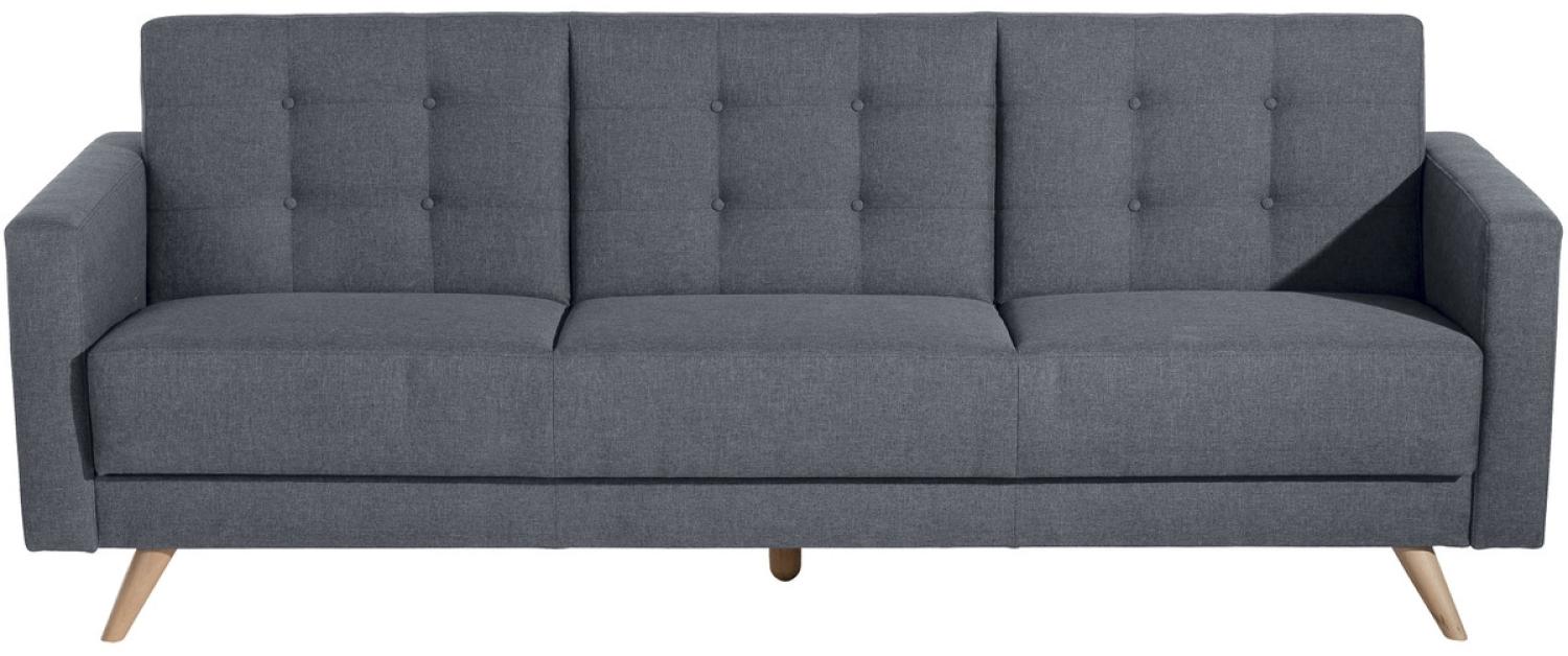 Julian Sofa 3-Sitzer mit Bettfunktion Flachgewebe Denim Blue Buche Natur Bild 1