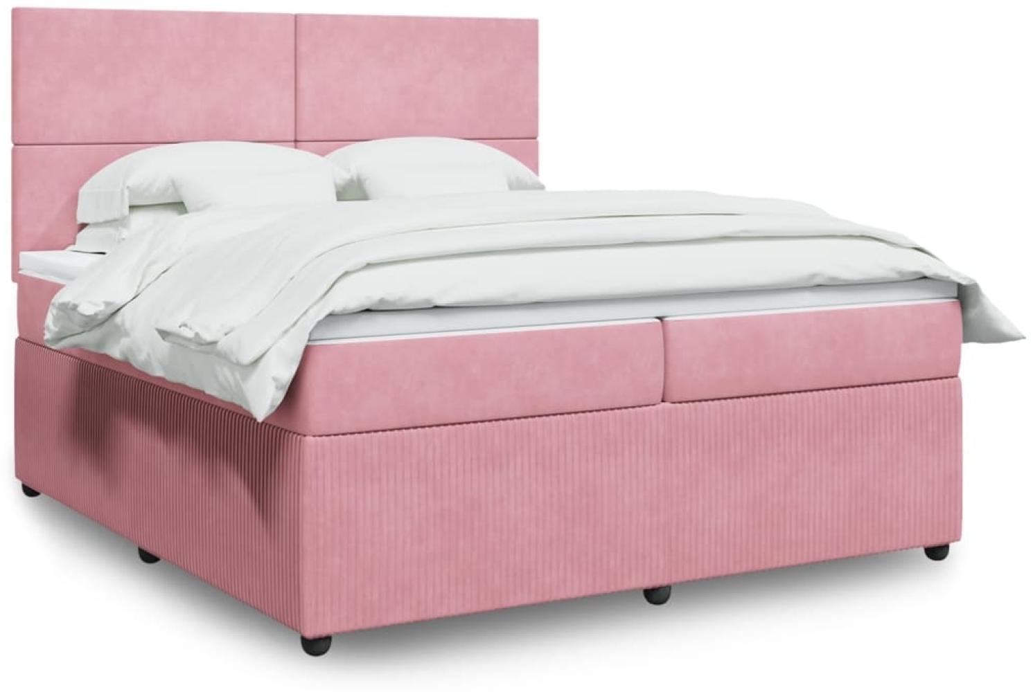 vidaXL Boxspringbett mit Matratze Rosa 200x200 cm Samt 3292429 Bild 1