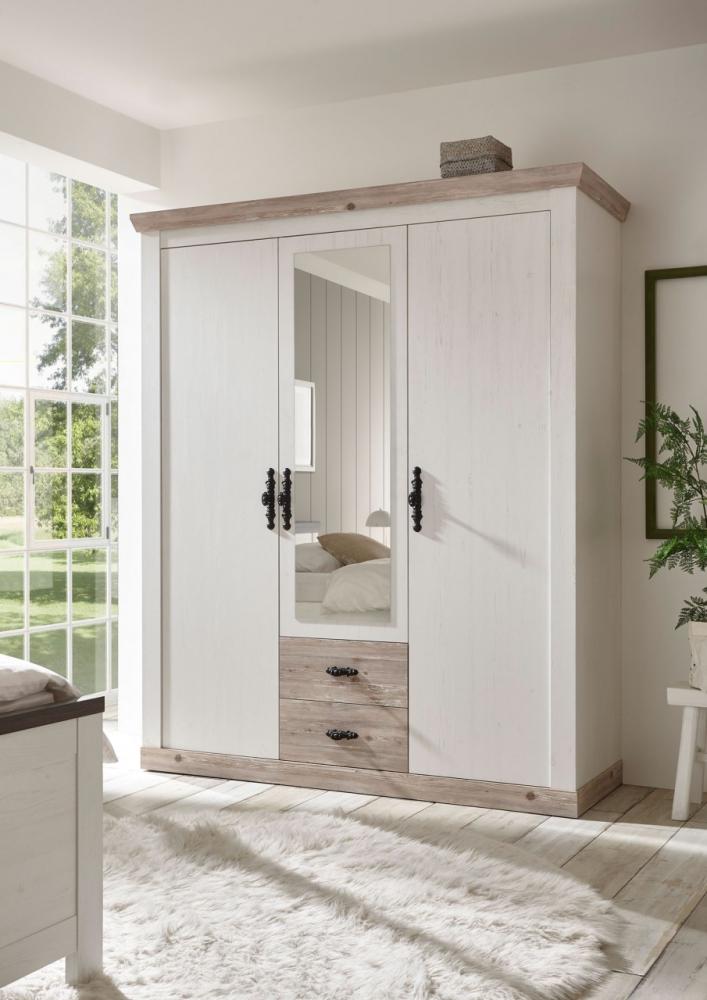 Kleiderschrank Drehtürenschrank Schlafzimmer Florenz 169m pinie weiß oslo pinie Bild 1