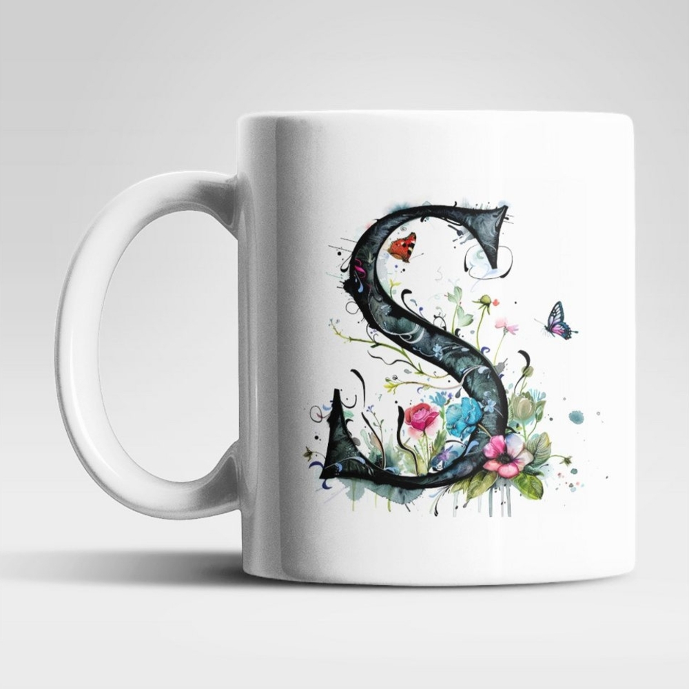 WS-Trend Tasse Name A bis Z Blumen Schmetterlinge Kaffeetasse Teetasse Geschenkidee, Keramik Bild 1