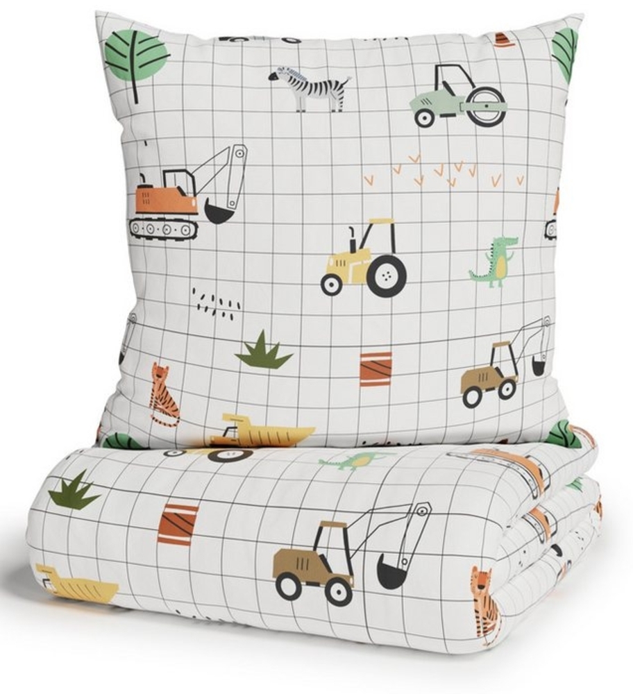 Lüttenhütt Kinderbettwäsche CUDDLEE, Renforcé, 2 teilig, in vielen Designs: Dino,Einhorn,Weltraum,Baustelle,Herz,Trecker,Safari Bild 1