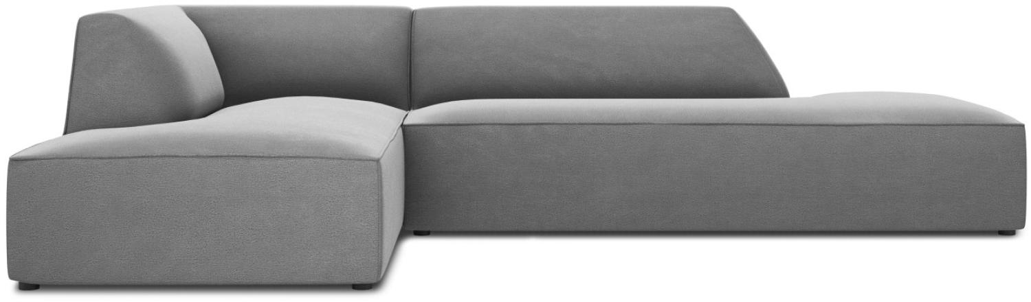 Micadoni 4-Sitzer Samtstoff Modular Ecke links Sofa Ruby | Bezug Grey | Beinfarbe Black Plastic Bild 1