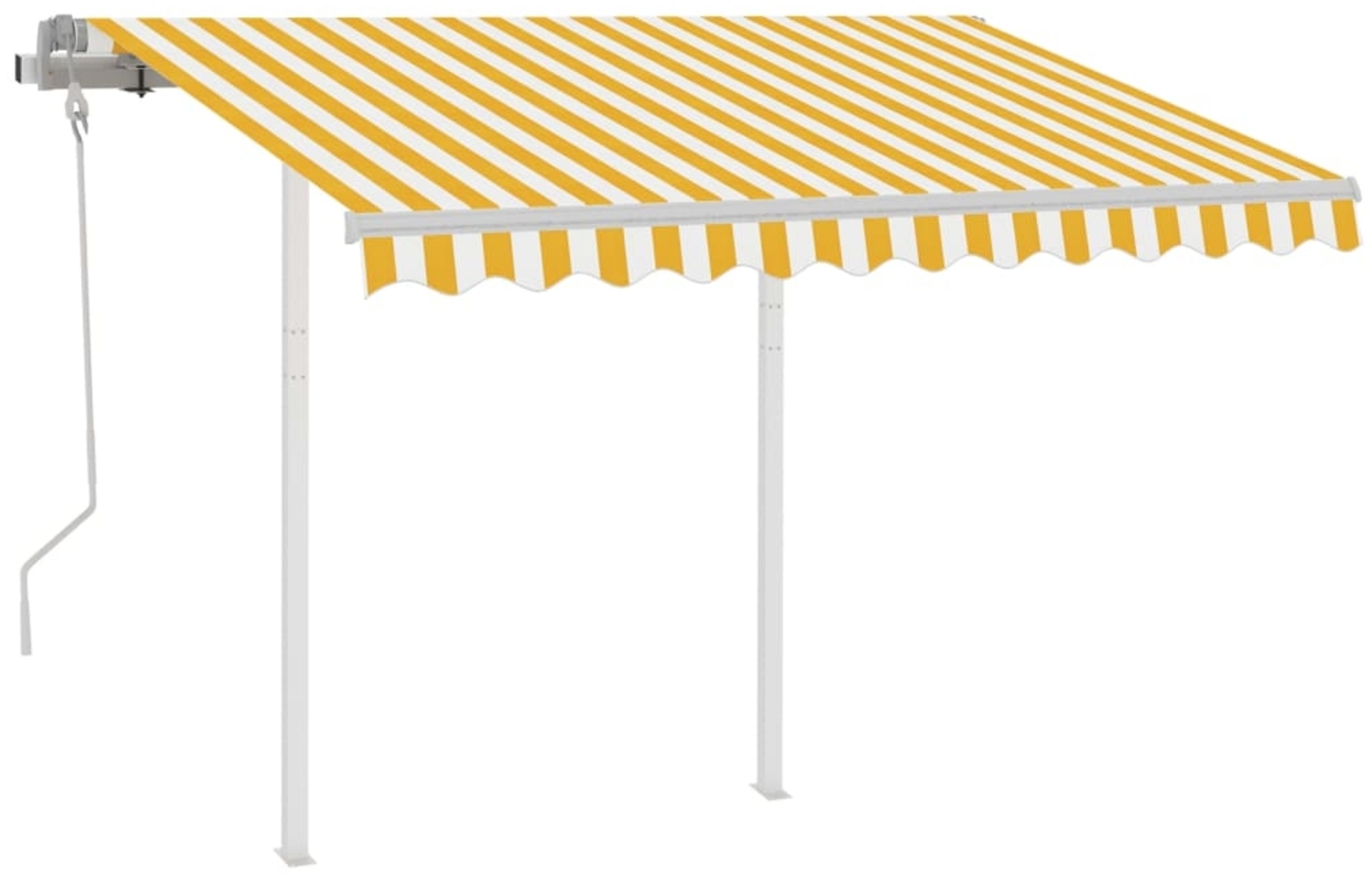 vidaXL Markise Manuell Einziehbar mit Pfosten 3,5x2,5 m Gelb & Weiß 3069918 Bild 1