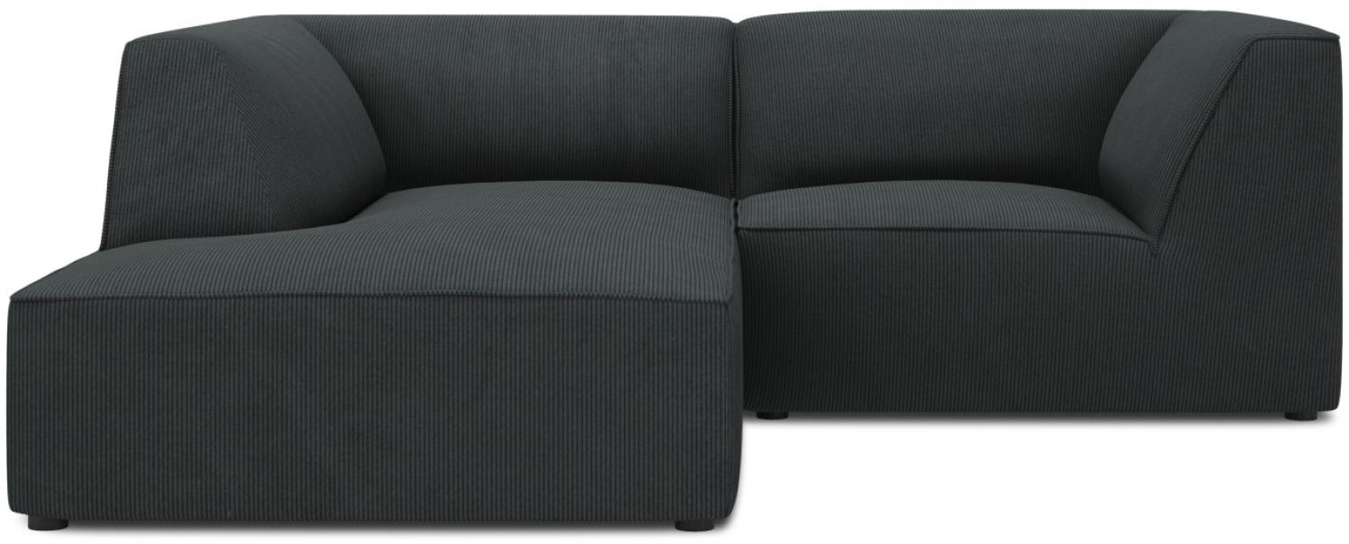 Micadoni 3-Sitzer Modular Ecke links Sofa Ruby | Bezug Black | Beinfarbe Black Plastic Bild 1