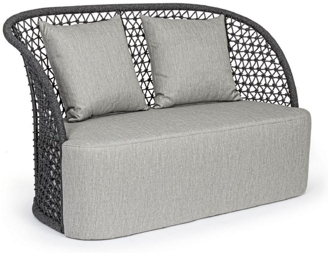 Casa Padrino Luxus Gartensofa mit Kissen Grau / Anthrazit 150 x 81 x H. 93 cm - Wetterbeständiges Garten & Terrassen Sofa - Garten & Terrassen Möbel - Luxus Qualität Bild 1