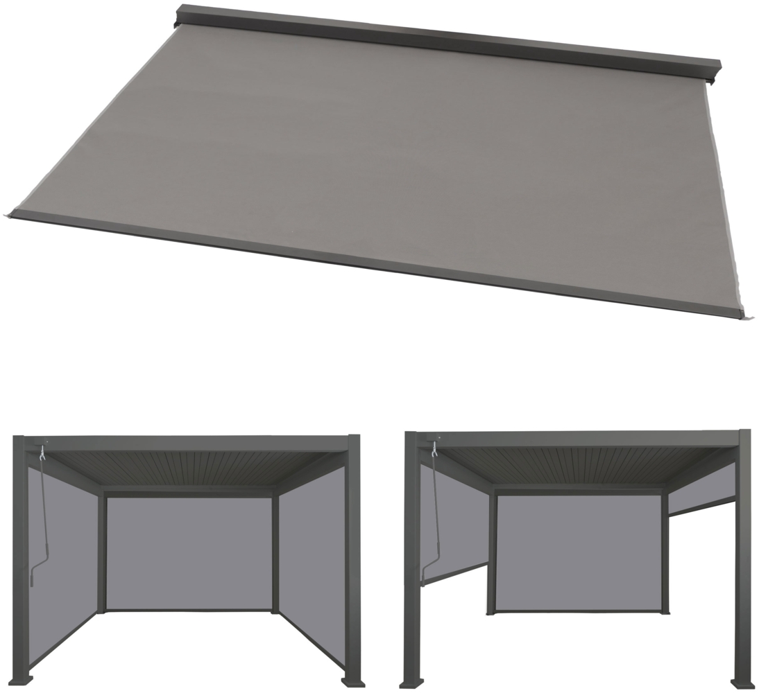 Seitenwand für Pergola HWC-N94 3x3m, Pavillon Rollo Ersatzseitenwand, Stoff/Textil 206x272cm ~ anthrazit Bild 1