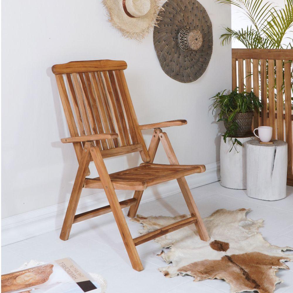 Klassischer Teak 5-Positionen Stuhl RELIFE klappbar Bild 1