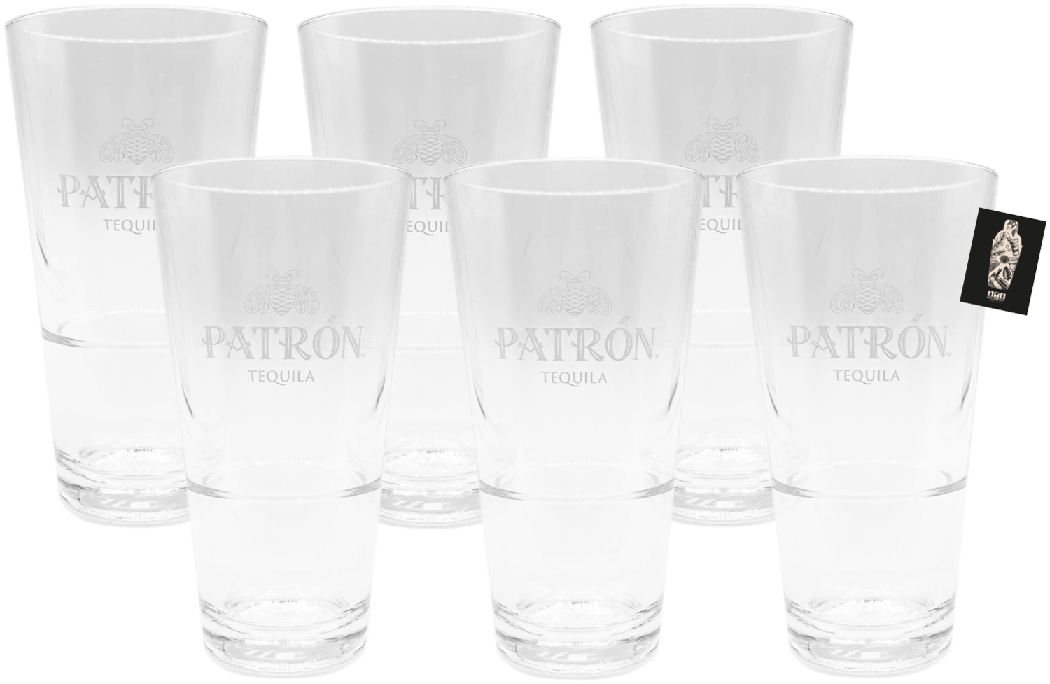 6x Patron Longdrink Cup 6x Wiederverwendbare Glas Tequila Festivalbecher Acrylglas 0,3l Kunststoffgläser Bild 1