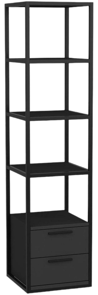 Dmora Bücherregal Arsim, Büroregal, Mobiler Buchhalter, Bücherbrett, 39x39h169 cm, Schwarz und Anthrazit Bild 1