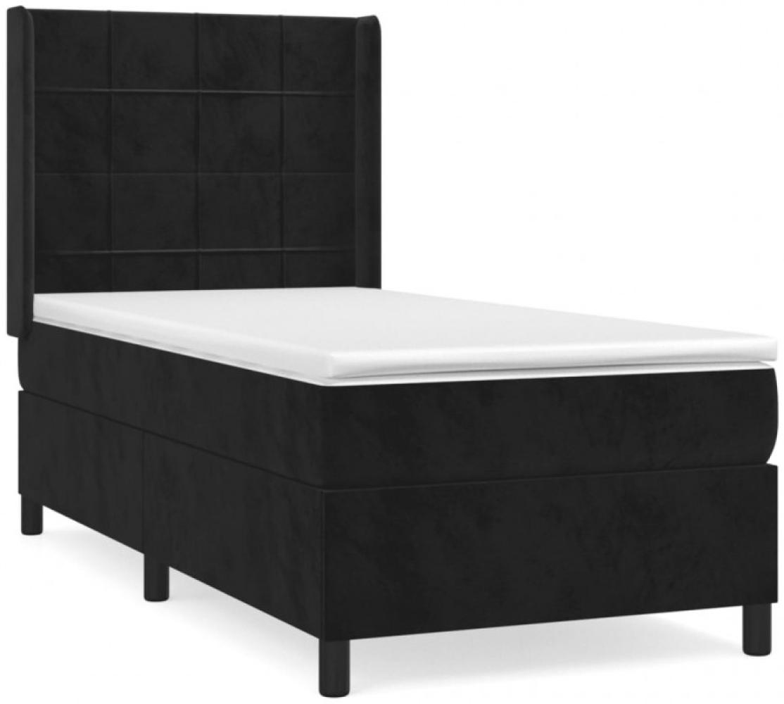 vidaXL Boxspringbett mit Matratze Schwarz 90x200 cm Samt Bild 1