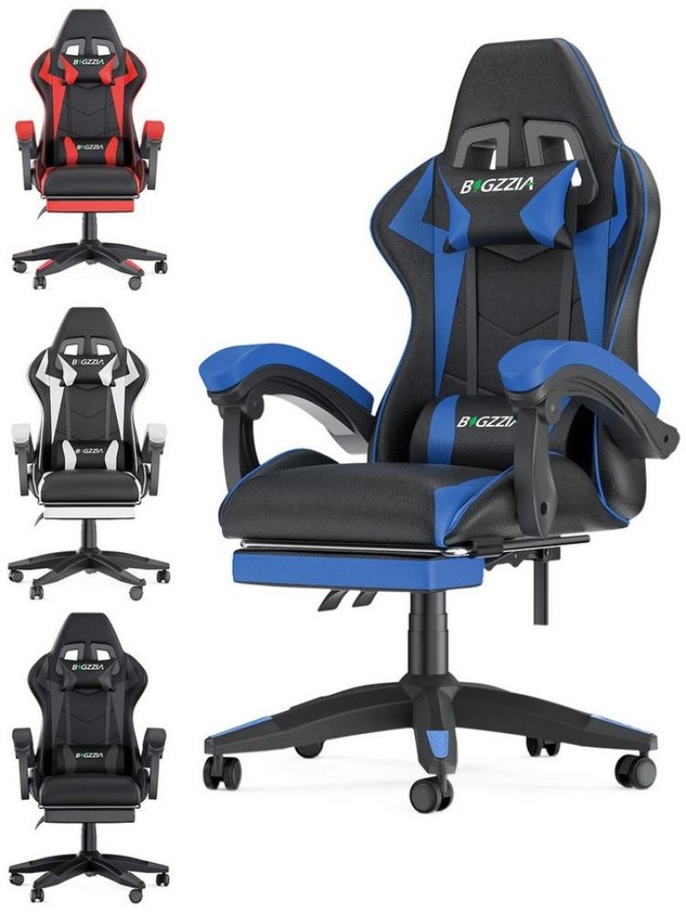 BIGZZIA Bürostuhl Gaming Stuhl mit Fußstütze - Gamer Stühle Ergonomisch mit Lendenkissen, Kopfstütze Gaming Chair Höhenverstellbar Computerstuhl Bild 1