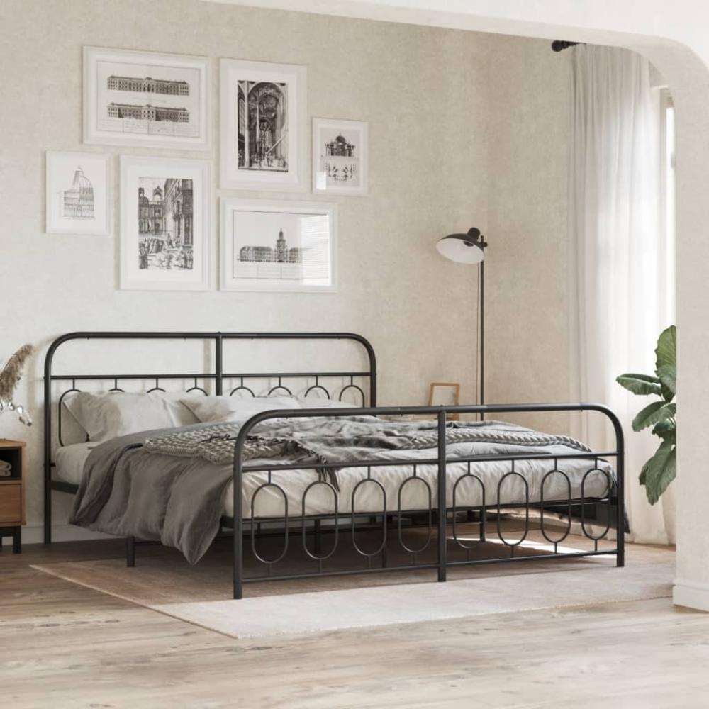 vidaXL Metallbett ohne Matratze mit Fußteil Schwarz 180x200 cm 377139 Bild 1