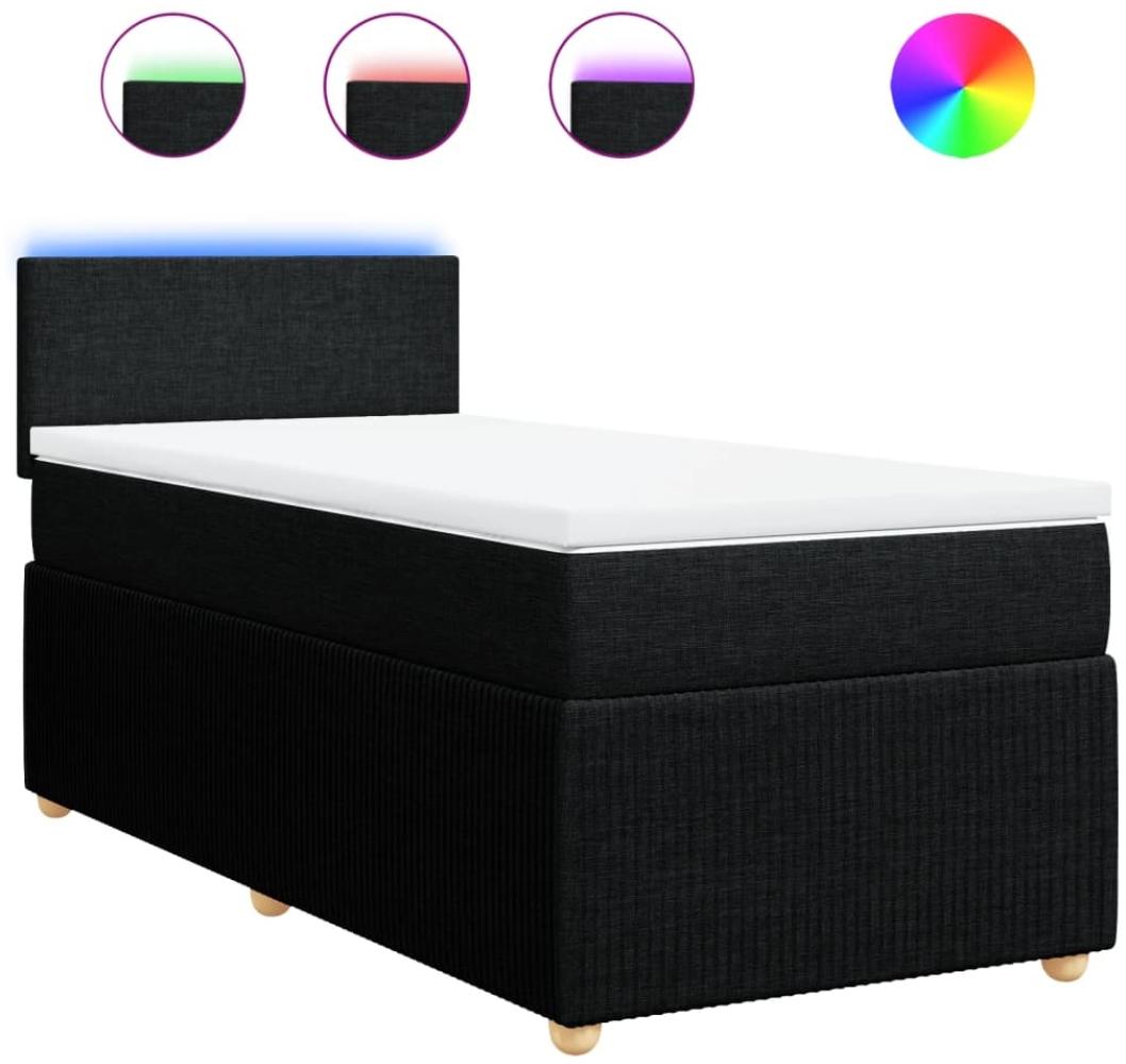 vidaXL Boxspringbett mit Matratze Schwarz 90x190 cm Stoff 3289606 Bild 1