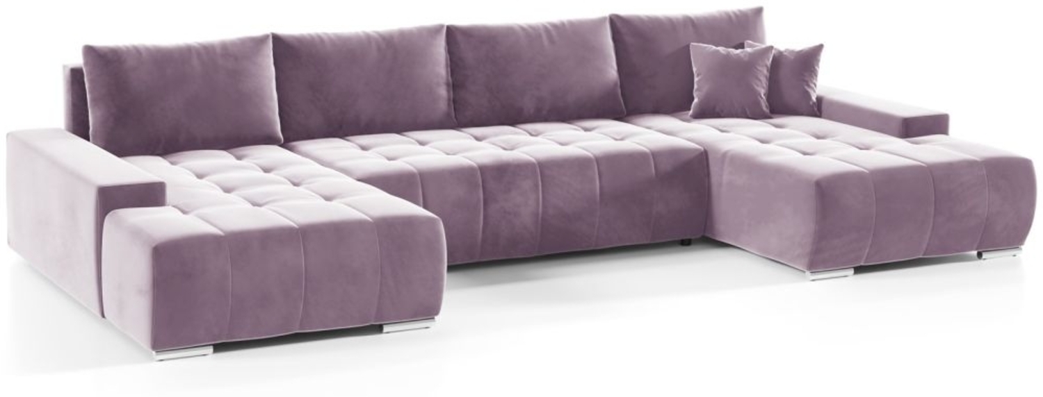 Wohnlandschaft Sofa mit Schlaffunktion VOGAR Stoff Monolith Lila Bild 1