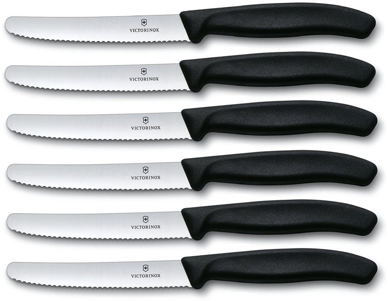 Victorinox | Tafelmesser Set | ideal für Tomaten | Swiss Classic Wellenschliff | rostfreier Stahl | Swiss Made | elegantes Schwarz Bild 1