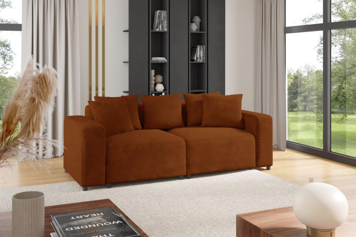 Sofa Designersofa MEGAN 2-Sitzer in Stoff Poso Rostbraun Bild 1