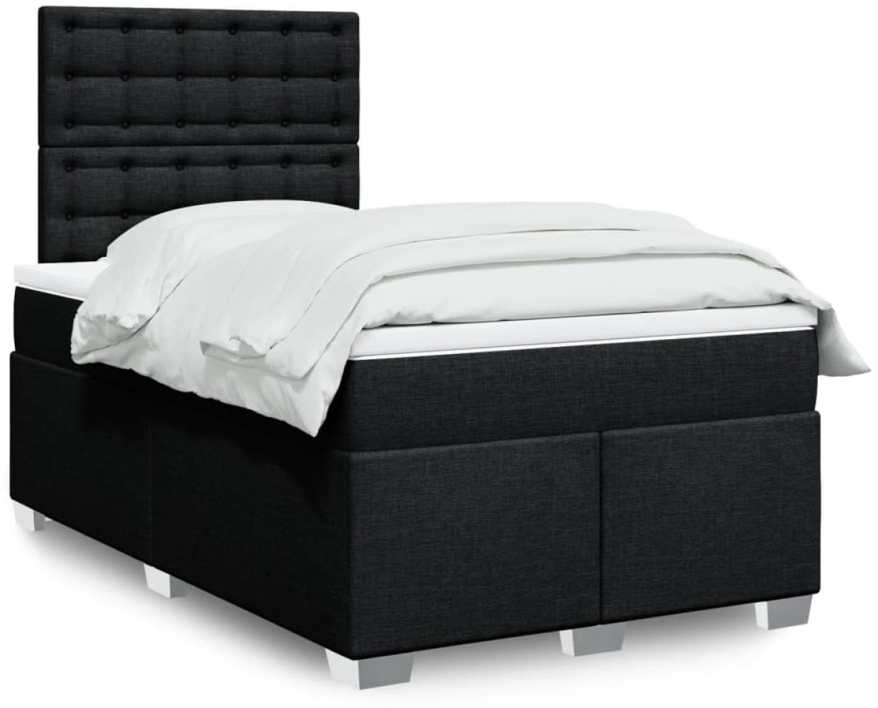 vidaXL Boxspringbett mit Matratze Schwarz 120x190 cm Stoff 3292743 Bild 1