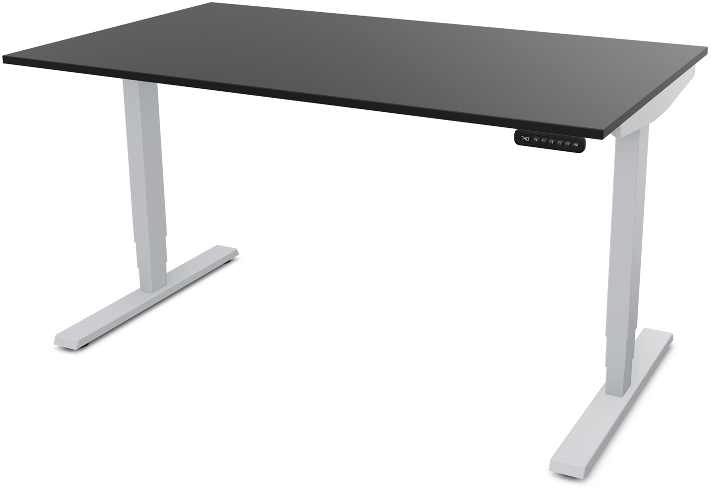 ASSMANN Elektrisch höhenverstellbarer Schreibtisch Y-Line 140x70cm Schwarz Weißaluminium Metall Holz Melaminoberfläche Bild 1