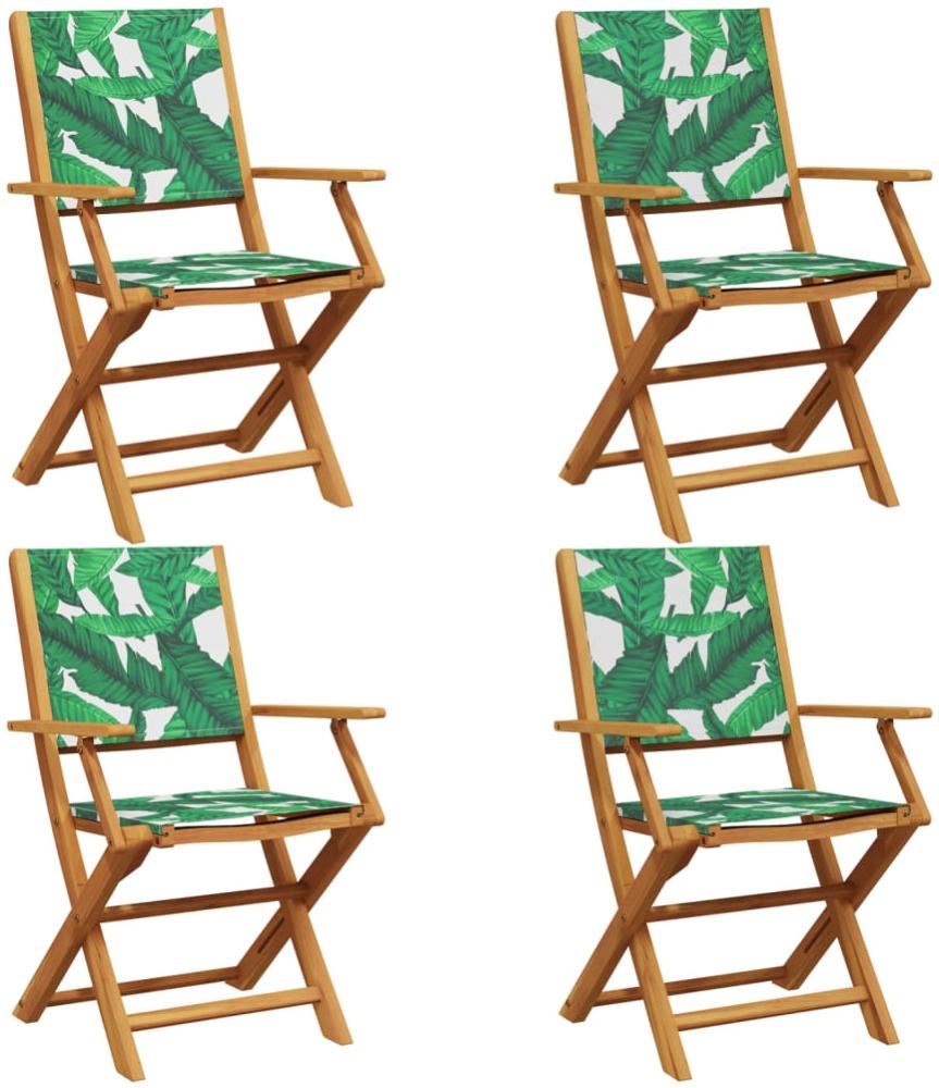 vidaXL Gartenstühle 4 Stk. Klappbar Grün Stoff und Massivholz 3214586 Bild 1