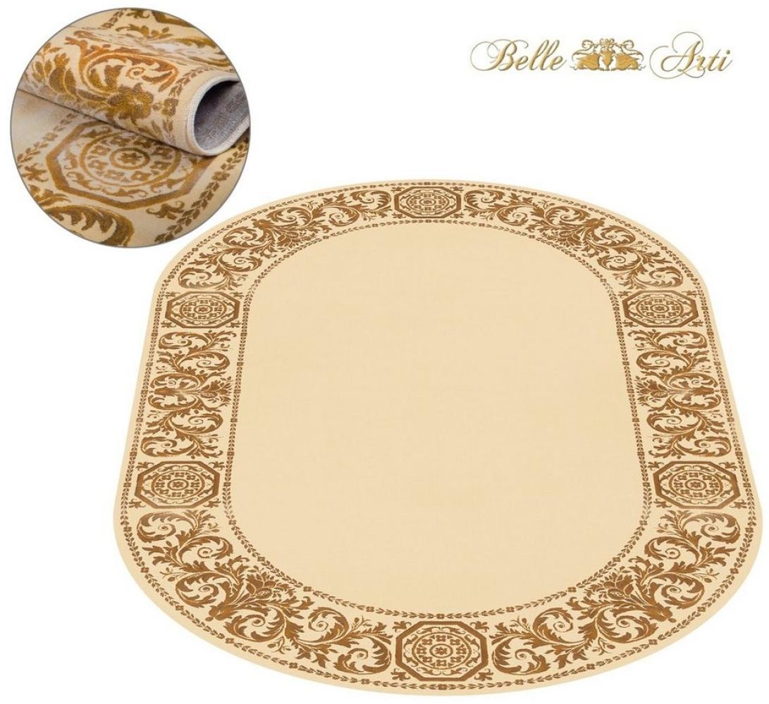 Belle Arti Teppich Luxus Teppich Wohnzimmer Barock schwarz gold beige oder rot kurzflor, Rechteckig, flauschig Bild 1