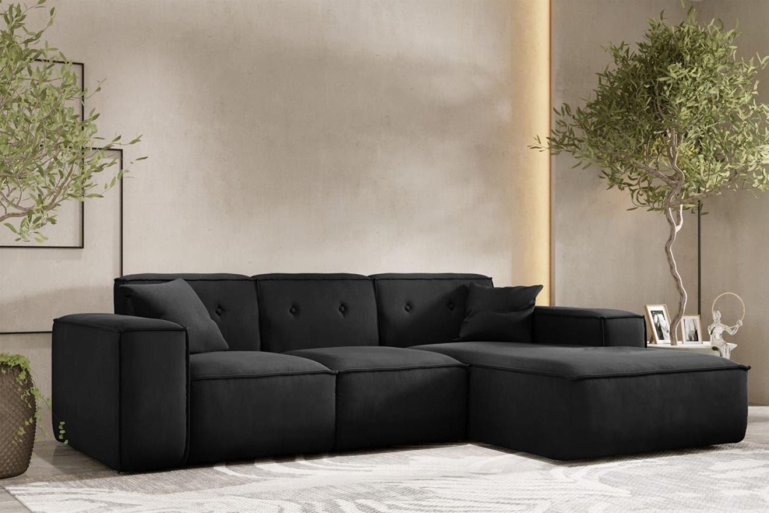 Ecksofa Designersofa CESINA Stoff Opera Velvet Schwarz Ottomane Rechts Bild 1