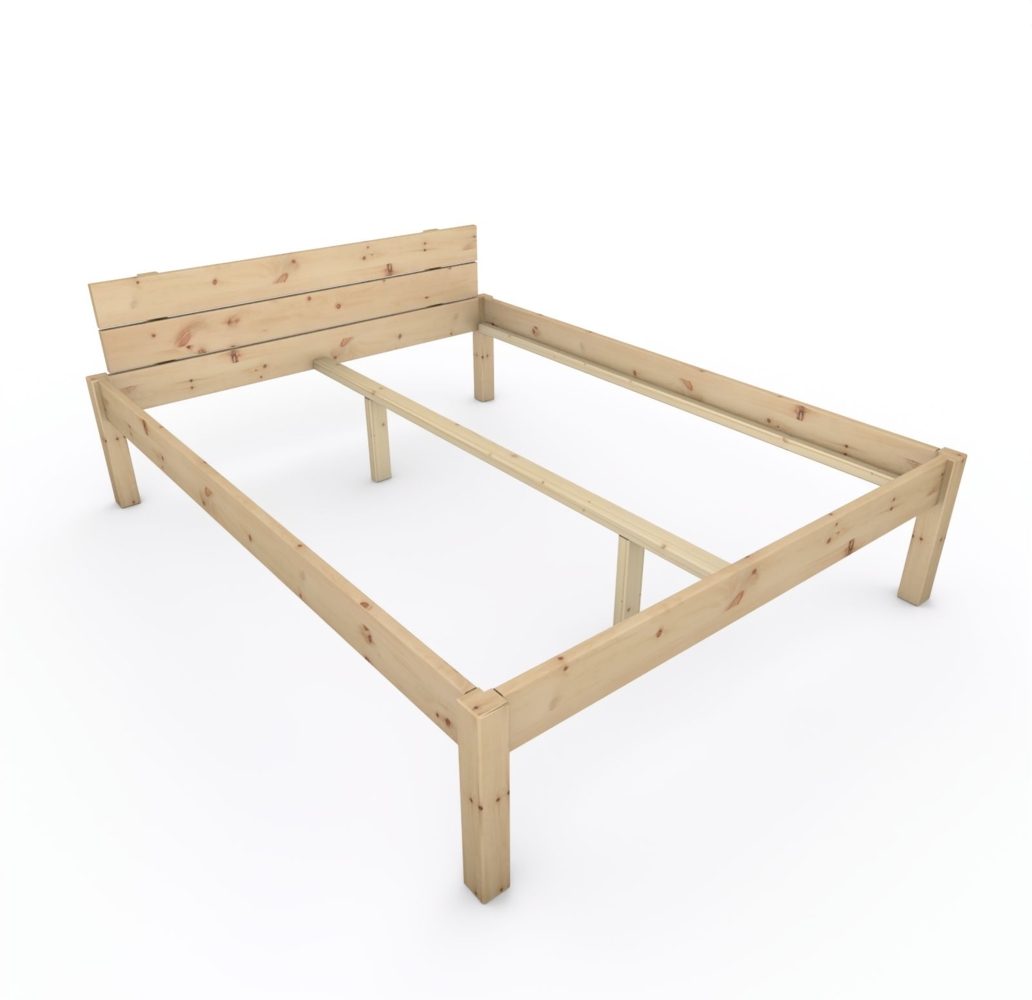 Pfostenbett "metallarm" Zirbe Holzbett "Daybett" 160 x 210cm 48cm Doppelbett Bild 1