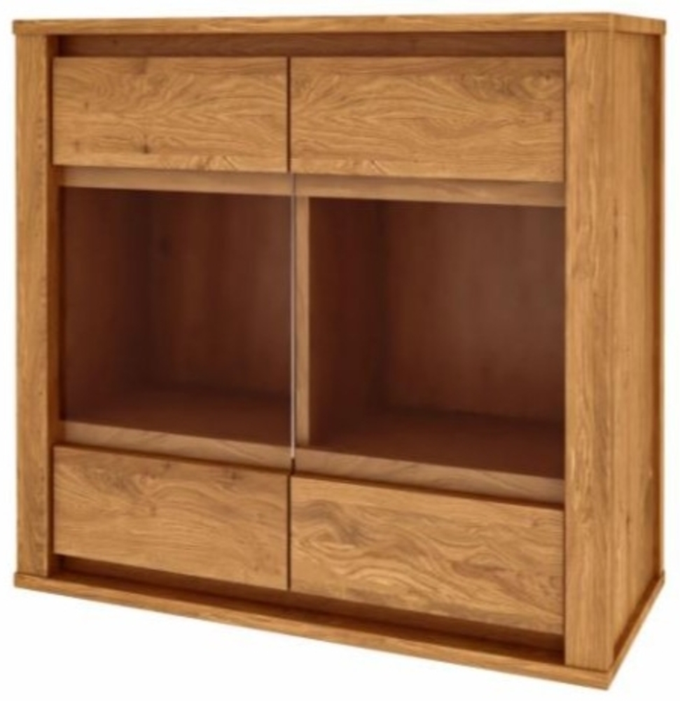 Wandschrank Tinci aus Wildeiche massiv 80x35x76 cm mit 2 Glastüren Bild 1