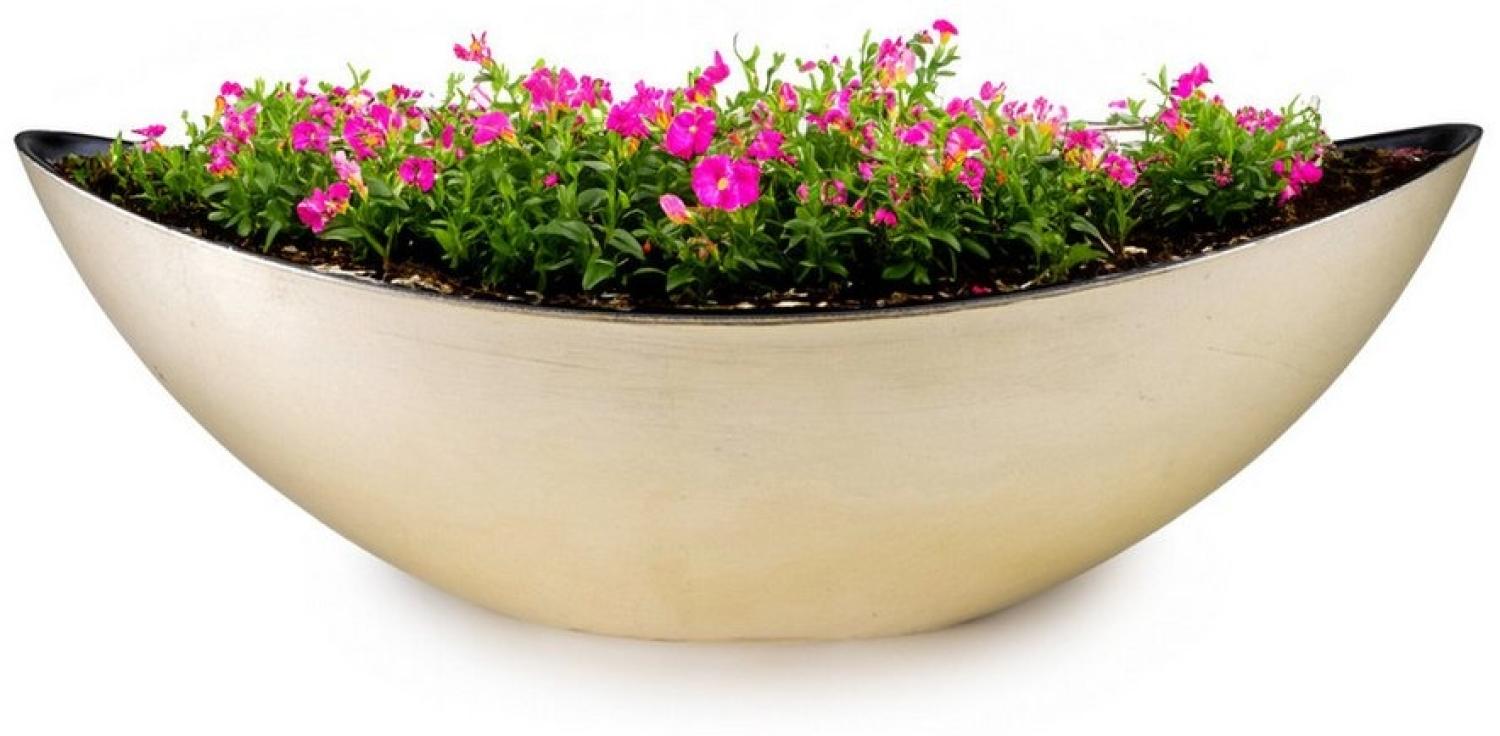 matches21 HOME & HOBBY Blumentopf Große Pflanzschale oval 39 cm für draussen Dekoschale champagner (1 St), Blumen-Schale als wetterfeste Friedhof-Schale Grab-Schmuck Grabschale Bild 1