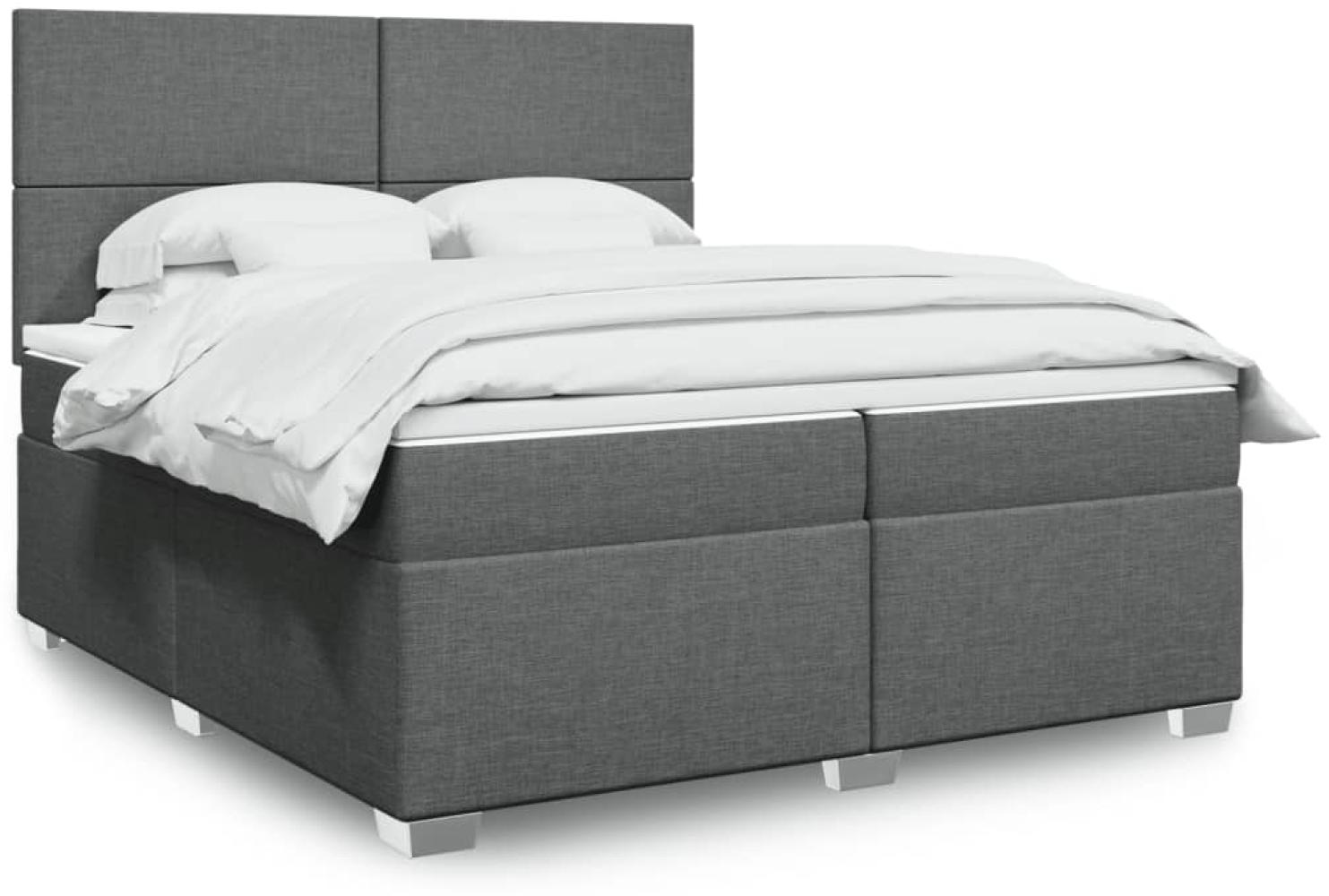 vidaXL Boxspringbett mit Matratze Dunkelgrau 200x200 cm Stoff 3292889 Bild 1