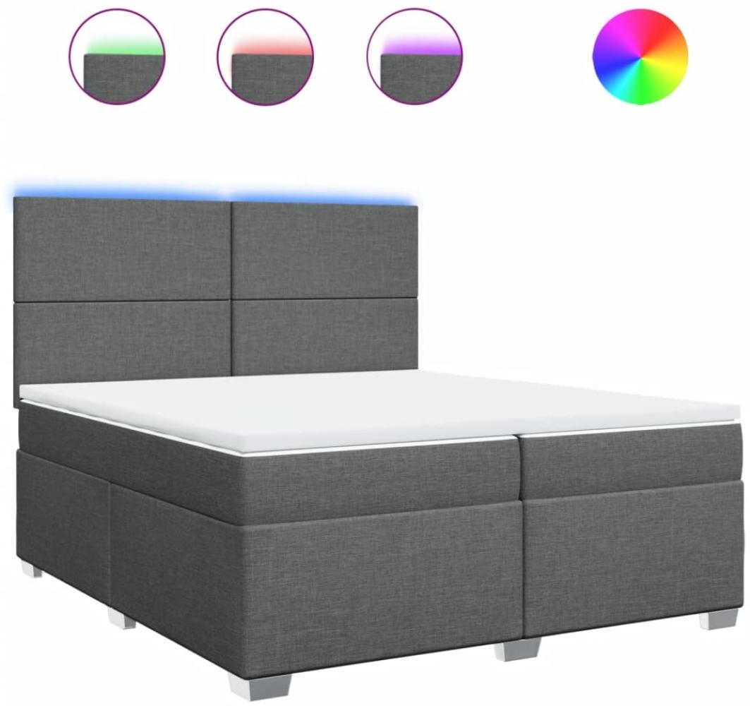 vidaXL Boxspringbett mit Matratze Dunkelgrau 200x200 cm Stoff 3292889 Bild 1