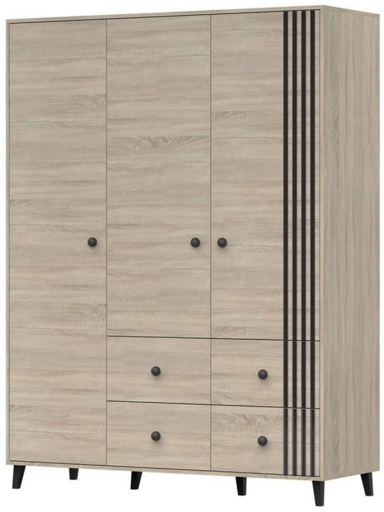 MOEBLO Drehtürenschrank FORTEN 3D4S (mit Schubladen, Kleiderschrank 3-türig Schrank Garderobe Schlafzimmer) (BxHxT):150x201,50x55cm Bild 1