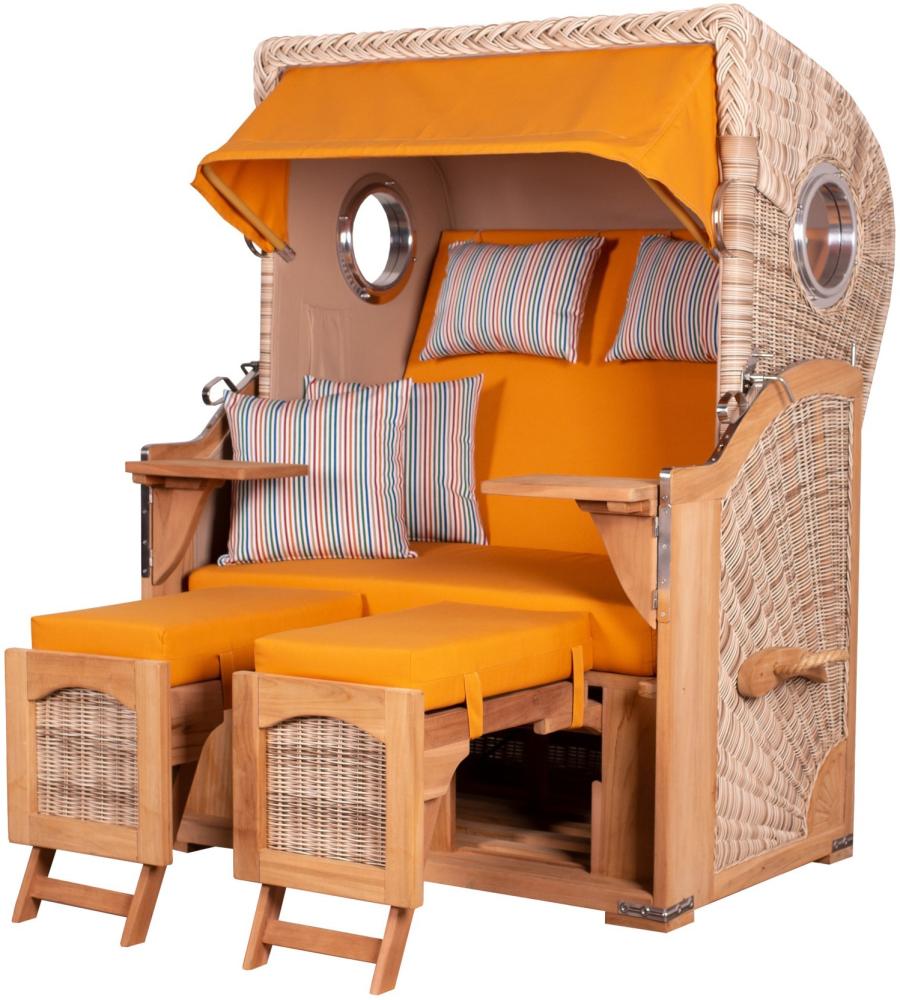 Strandkorb Komplettset - bene living - Ammersee Teak - PE shell - Modell 586 - inkl. Liftersystem Bild 1