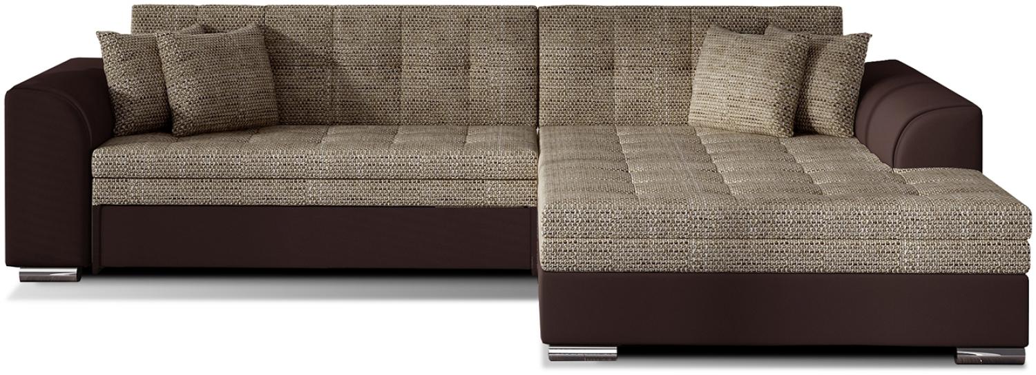 ELTAP 'Sorento', Ecksofa, Eckcouch, Beige / Braun, 78 x 194 x 296 cm, Rechts Bild 1