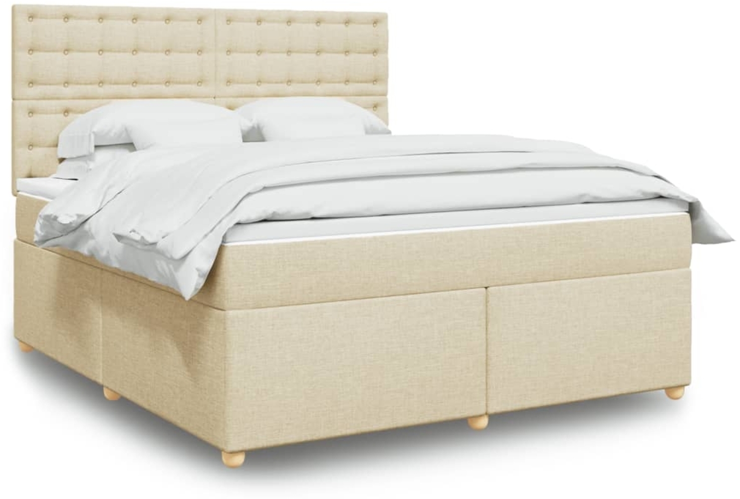 vidaXL Boxspringbett mit Matratze Creme 180x200 cm Stoff 3293678 Bild 1