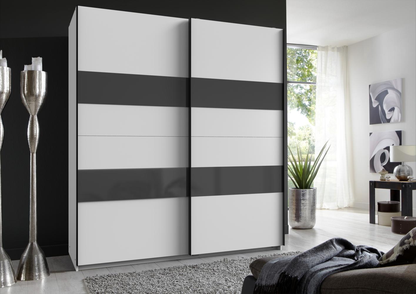 Kleiderschrank >Altona1< (B/H/T: 180x198x64 cm) in Weiß - 180x198x64cm (BxHxT) Bild 1